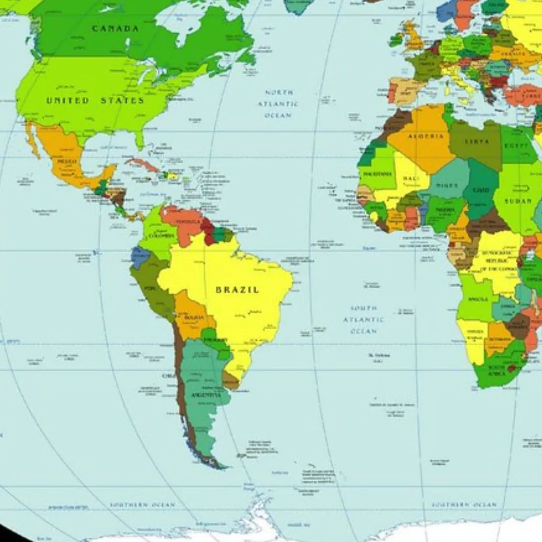 Political map of North, Central and South America